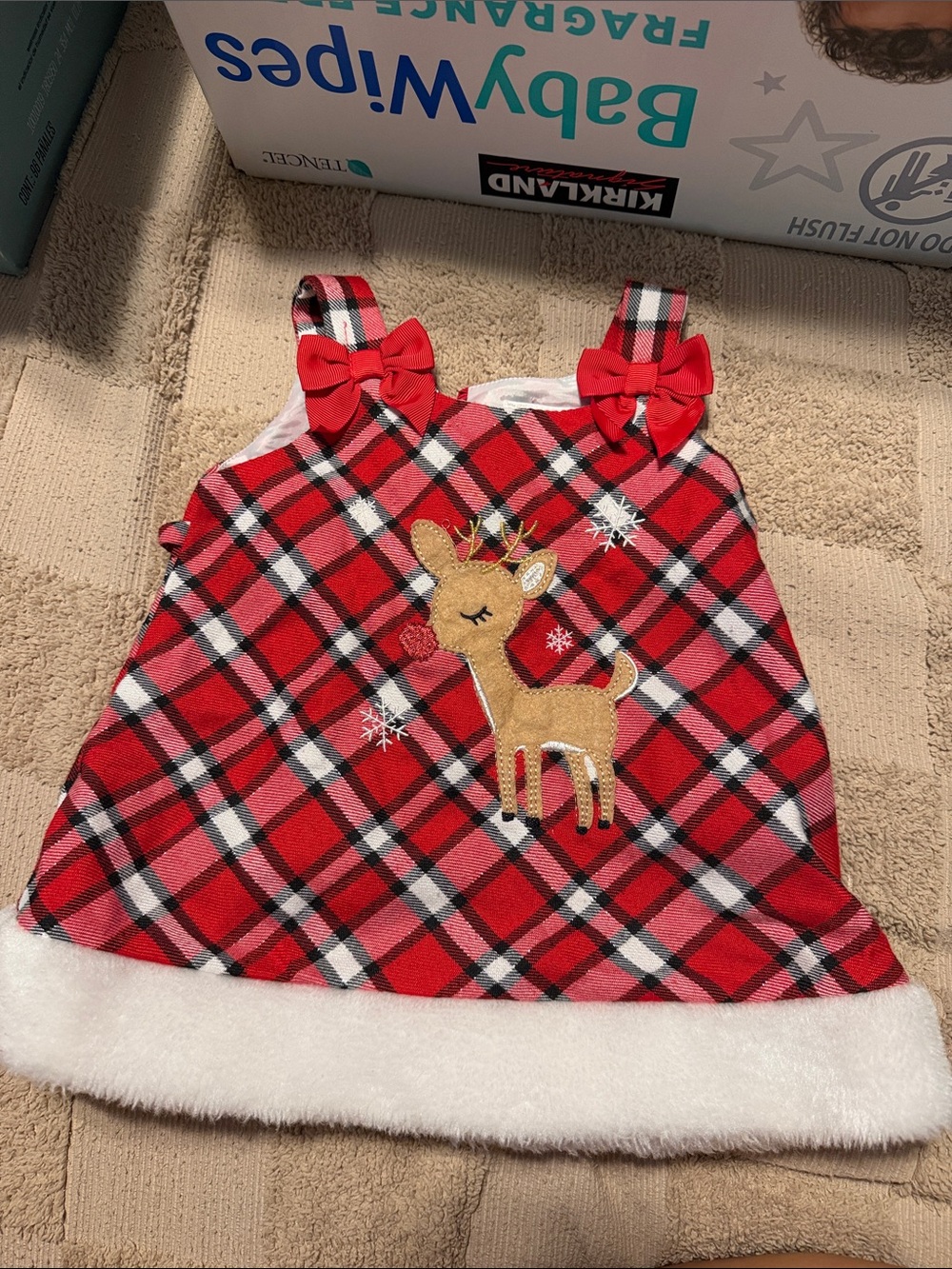 Youngland Red and Black Plaid Baby Dress